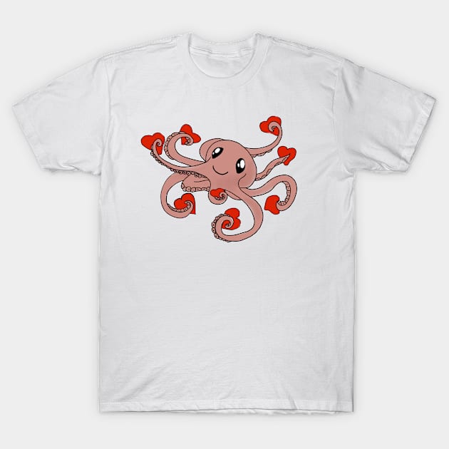 Octopus has many hearts T-Shirt by drknice